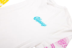 Odyssey History Long Sleeve (White w/ Yellow+Teal+Pink Ink)