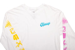 Odyssey History Long Sleeve (White w/ Yellow+Teal+Pink Ink)