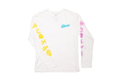 Odyssey History Long Sleeve (White w/ Yellow+Teal+Pink Ink)