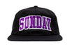 Sunday Blockhead Hat (Black w/ Purple+White Embroidery)